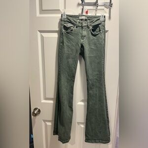 Garage Denim, low rise flare jeans, green size 00
